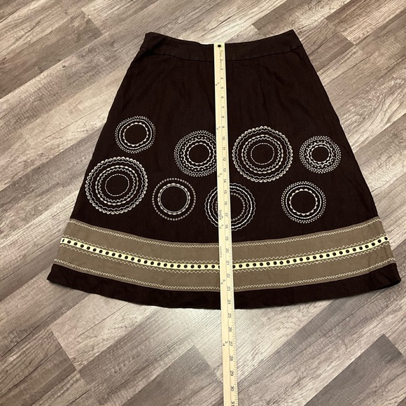 Talbots Women’s 100% Linen Embroidered A-line Skirt Size 6 In Dark Brown - Picture 6 of 6